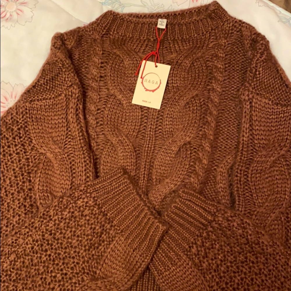 RAGA LA rust chunky pullover knitted sweater